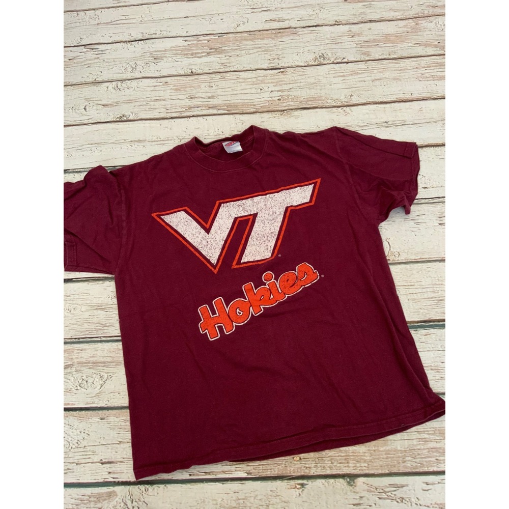 Soffe Virginia Tech Hokies T-Shirt Mens Large VT Graphic Tee Maroon NCAA College